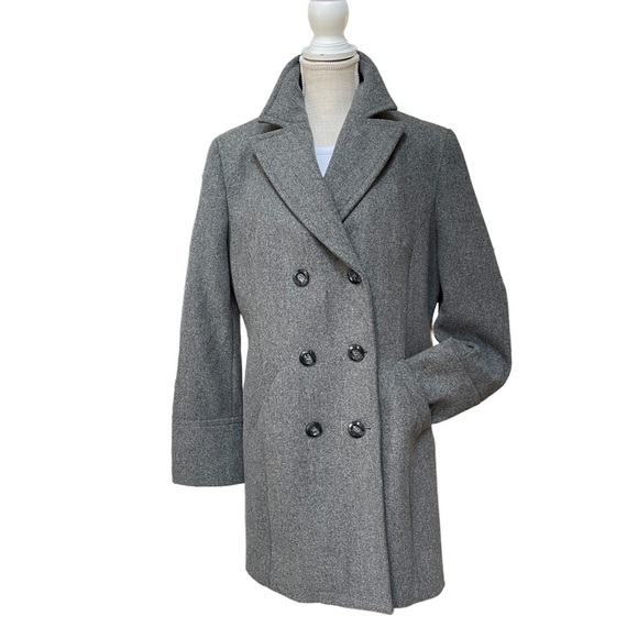 Express Gray Wool Blend‎ Double Breasted Peacoat Winter Coat Size: 13/14 - Picture 1 of 12